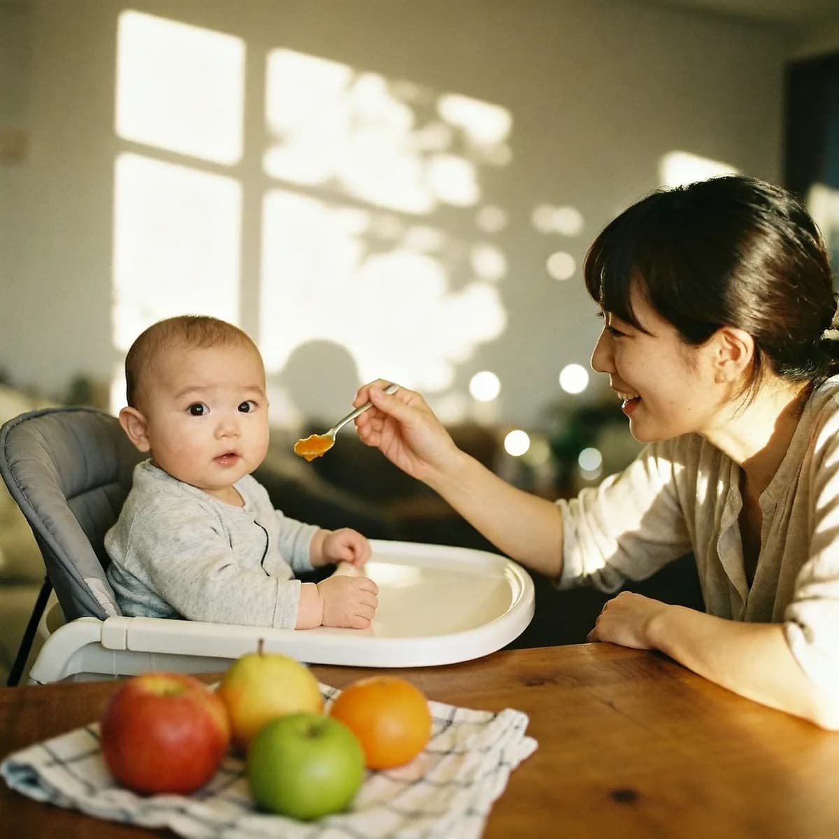 Mother and baby in warm lifestyle photo, Best First Foods for 6-Month-Old Babies (And How t